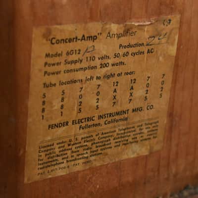 1961 Fender Concert Amp 6G12-A Brownface image 5