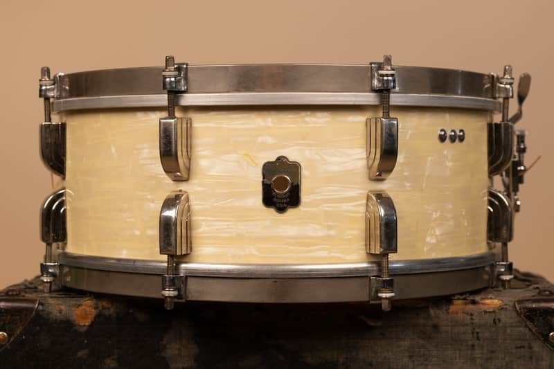 1940s Leedy 5.5x14 Avalon Pearl Broadway Snare Drum image 1