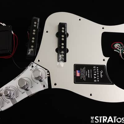 USA Fender Ultra II Jazz Bass LOADED PICKGUARD Active Noiseless, Silver Anodized