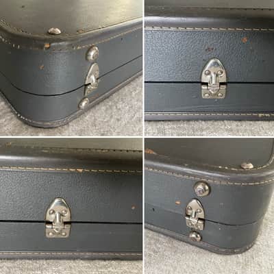 Vintage 1960’s Epiphone Newport Short Scale Bass Hardshell Case Gray Tolex Blue Interior CASE ONLY Extremely Rare image 16