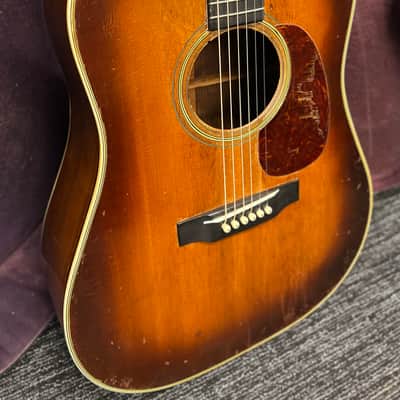 1949 Martin D-28 Shade Top Brazilian Rosewood Sunburst Vintage Harptone Case Holy Grail! image 10