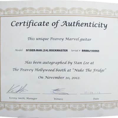 Peavey Marvel Spiderman 3/4 Size Electric Guitar Signed by Stan Lee with Certificate of Authenticity (Serial  BRBBJ140965) image 4