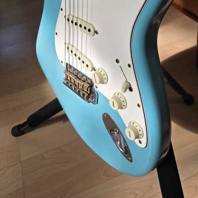 Fender Custom Shop Postmodern Journeyman Stratocaster 2016 Daphne Blue Relic Aged Roadworn American Vintage 60s 1960's Reissue USA Guitar close to Sonic Blue heavy relic post modern image 17