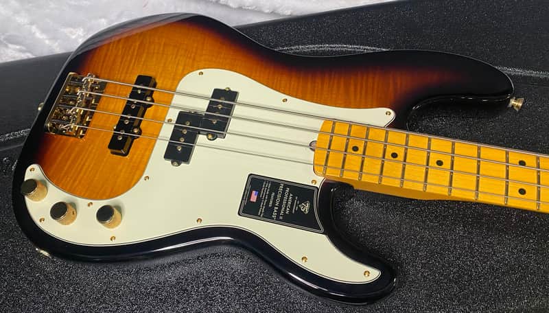 NEW! Fender 75th Anniversary American Professional PJ Bass - 2-Color Sunburst - Flame Top - 9.1 lbs - Authorized Dealer - G06681 image 1