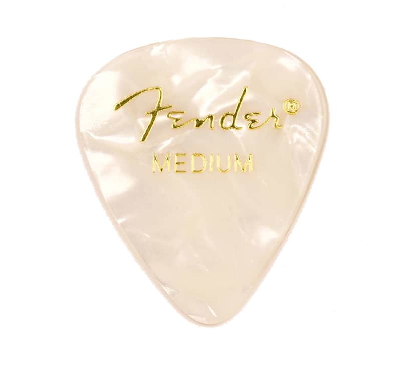 Genuine Fender® 351 Premium Picks, 12 pack, White Moto Medium 198-0351-805 image 1