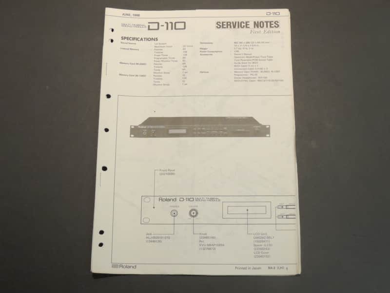Roland D-110 Service Notes [Three Wave Music] image 1