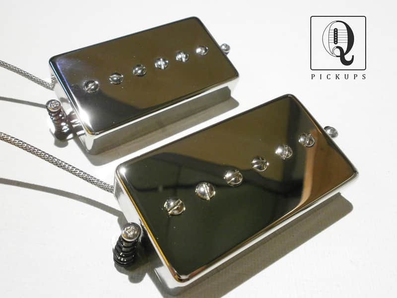 Humbucker Sized P90 Pickups SET Hand Wound PAF Size Single Coil Q Bridge Neck by Q pickups image 1