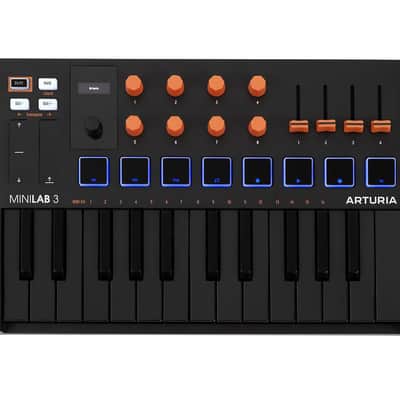 Arturia MiniLab 3 Champagne — 25 Key USB MIDI Keyboard Controller With 8 Multi-Color Drum Pads, 8 Knobs and Music Production Software Included image 1