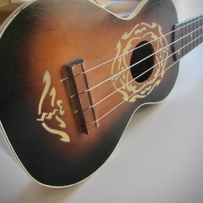 Harmony Soprano Uke Ukulele Sunburst Circa-1960s-Fancy White Stencil Paint image 19