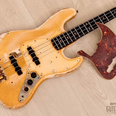 1964 Fender Jazz Bass Pre-CBS Vintage Bass Olympic White w/ Gold Hardware, Case image 23
