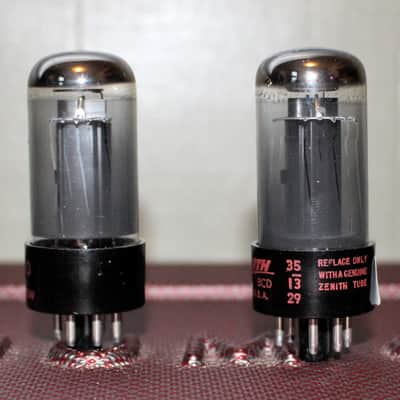 SYLVANIA 6V6GTA VT107 TIGHT MATCH PAIR BLACK PLATE HALO GETTER TEST NOS++ VINTAGE 1965 image 2