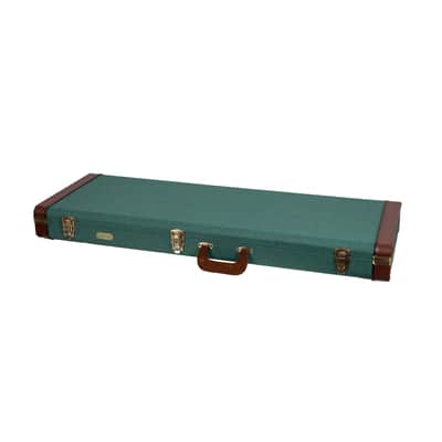 Crossrock Master Series - Wooden Jazzmaster/Jaguar Style Electric Guitar Case - Security Lock, Genuine Leather Handle, Reinforced Hardware, Metal Feet, Storage Space- Malachite Blue Tweed image 7