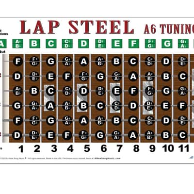 A6 Lap Steel Guitar Fretboard Poster (C#EF#AC#E) – Note Chart for Slide Guitar | Visually Map and Master A6 Tuning for Western Swing & Hawaiian Music | Essential Learning Tool & Gift for Musicians | A New Song Music image 5