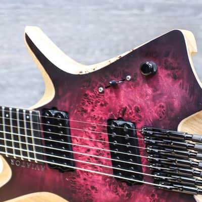 Aviator Guitars Headless Run Nighthawk 7 Multiscale Pink Burst Electric Guitar w/Case image 4