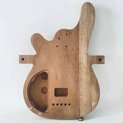 Raw Materiel Electric Bass Guitar Mahogany Body, Burl Wood Top image 5