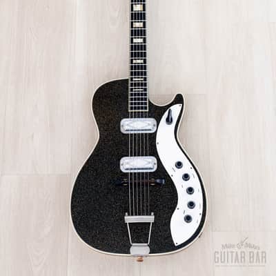 1960 Silvertone Stratotone Jupiter 1423 Vintage Guitar by Harmony USA w/ DeArmond Gold Foils, Case image 2