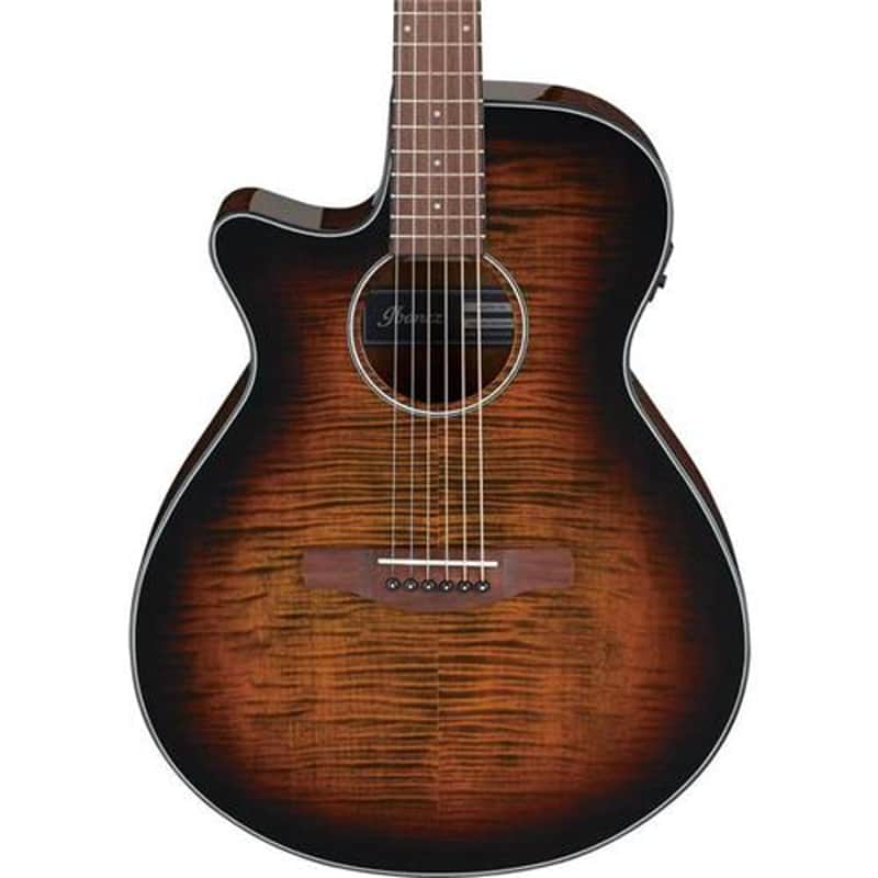 Ibanez AEG70L Left-Handed Acoustic Electric Guitar, Walnut Fretboard, Tiger Burst High Gloss image 1
