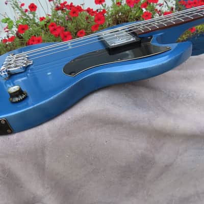 GIBSON EBO early 1970 PELHAM BLUE SLOTTED HEADSTOCK ORIGINAL refinished image 4