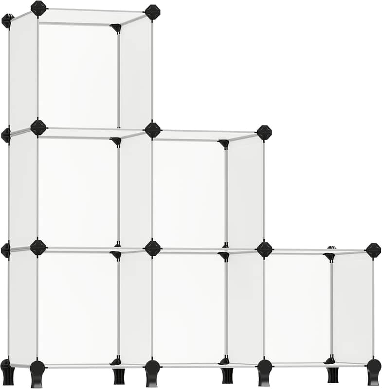 6-Cube Music Studio Storage Organizer Modular White Cubby Shelf for Audio Gear Vinyl & Accessories image 1
