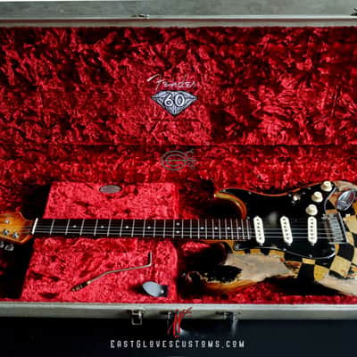 Fender American Stratocaster 60th Anniversary Diamond Edition Stratocaster Distorted Checker with Gold Leaf Aged Relic 1of1 by East Gloves Customs [Discounted by $400 Off for Limited Time Only!] image 12