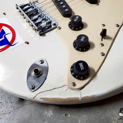 Jack's Guitarcheology "The Stratocrapper" Toilet Seat Electric Guitar (2021, Oly. White Relic) image 11