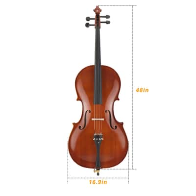 Cxxss Full Side 4/4 Natural Color Spruce Panel Cello Tiger pattern process with Bag Bow Rosin Bridge Strings image 2