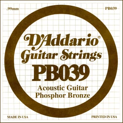 D'Addario PB030 Phosphor Bronze Wound Acoustic Guitar Single String .039