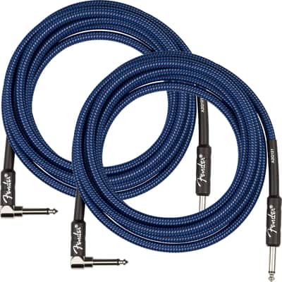 Fender 10' Professional Instrument Cable, Angled, Blue Tweed - 2 Pack image 1