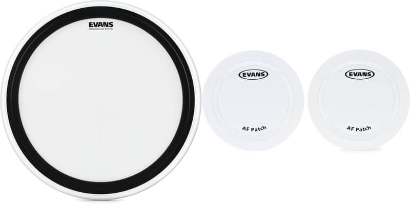 Evans EMAD Coated Bass Drum Batter Head - 24 inch Bundle with Evans Aramid Fiber Bass Drum Patch 2-pack image 1