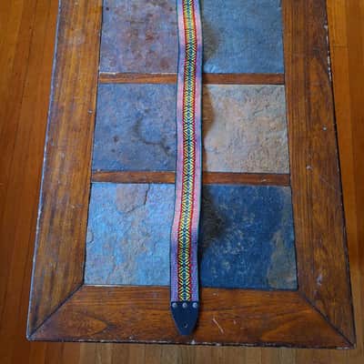 Vintage folk acoustic guitar strap rainbow 2.5" hippie '70s image 3