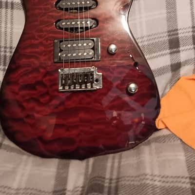 Jackson Rare Limited Edition Jackson Dinky MIK (Made in Korea) – Quilted Trans Red w/ Factory-Embedded Cross Inlays (HSS) Late90s,early2000 - Red quilted image 2
