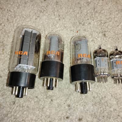 Original 1969 RCA Branded (1) 5U4GB, (2) 6V6GT's, (1) 7025, (1) 12AT7 tubes Amp image 1