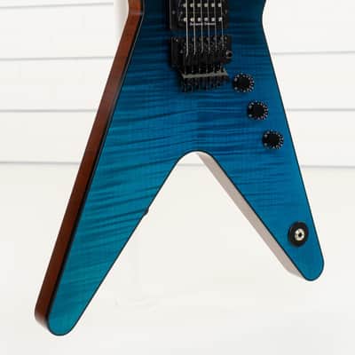 Dean Custom Shop USA ML Flame Top Floyd Firehouse Guitars Exclusive Electric Guitar, Ebony Fingerboard, Trans Blue Black Fade image 14