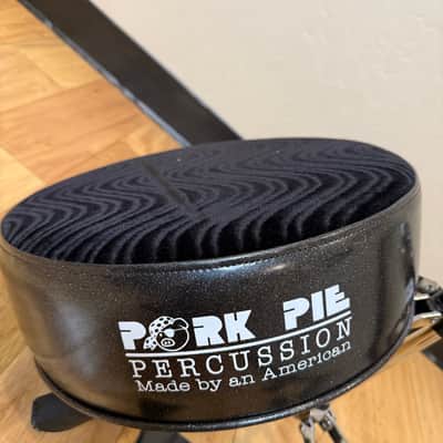 ~NEW!~ Pork Pie Round Drum Throne in Black Velvet Swirl Top with Black Sparkle Side image 2