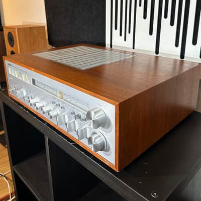 Yamaha CR-1020 Natural Sound Stereo Receiver 1970s - Silver with Wood Cabinet image 5
