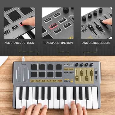 Professional Mini 25 Key USB MIDI Keyboard Controller With 8 Backlit Drum Pads Knobs control slider image 7