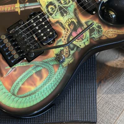 1989 ESP George Lynch Haji Electric Guitar Black Skulls & Snakes  + OHSC image 6