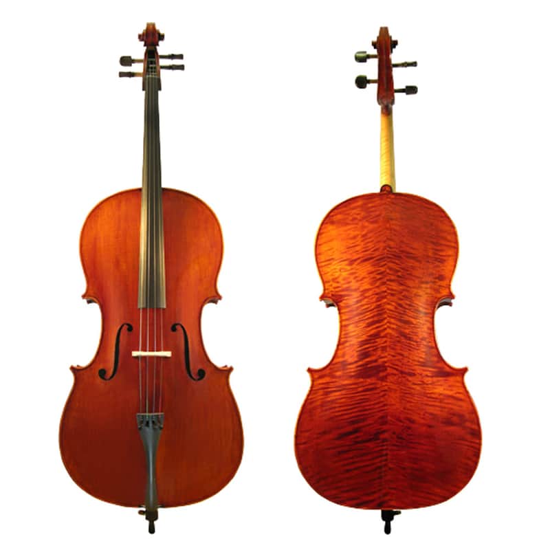 D’Luca Student Ebony Fitted Cello With Padded Gig Bag, Bow, Rosin, 4/4 Full Size image 1