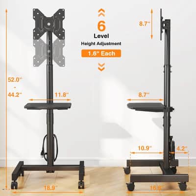 Mobile Studio Rack Cart w/ Power Outlets, Adjustable Shelves & Rolling Stand — Producer & Recording Workstation image 2