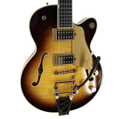 Gretsch Broadkaster Jr. LX Figured Center Block Semi-Hollow Guitar w/ String-Thru Bigsby & Hardshell Case - Caramel Dawn image 2