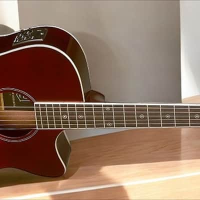 JN Guitars BES-ACE TRB Bessie Series Acoustic-Electric Auditorium, Solid Spruce Top, Red Burst image 6