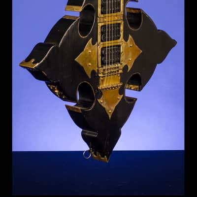 Barry Collier Rebeth Gothic Cross with Ram's Head Pentagram 1982 Black with a feint gold pinstripe a image 11