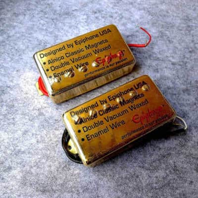 Gold Epiphone Alnico Classic Pickups with Wiring Harness For Epiphone SG LP Les Paul DOT ES image 2