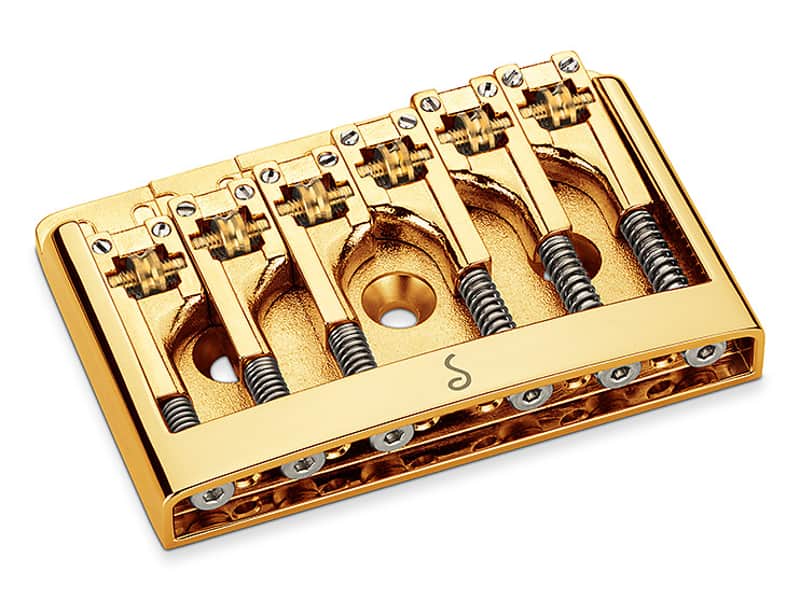 Schaller Germany 3D6 6-String Flatmount Roller Guitar Bridge, GOLD 12120500 image 1
