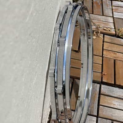 Pair Yamaha 14" 3.0mm Cast Aluminum 10 Hole Die-Cast Snare Drum Batter Hoops Rims Absolute Hybrid Maple 3.0mm AL-DC Hoop image 6