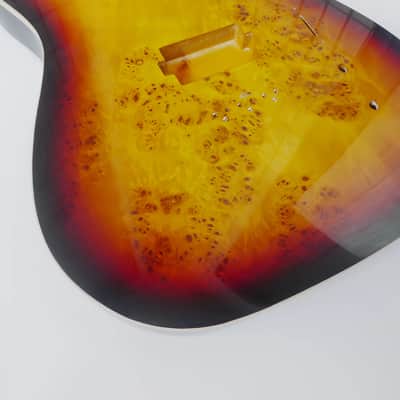 Telecaster Style Alder Guitar Body with Burl Top and White Binding image 3