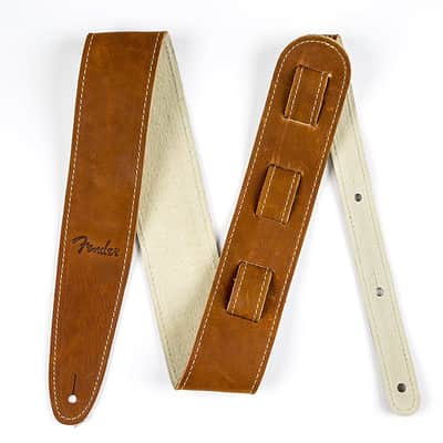 Genuine Fender 2.5" Wide Ball Glove Leather Adjustable Guitar Strap - Brown image 4