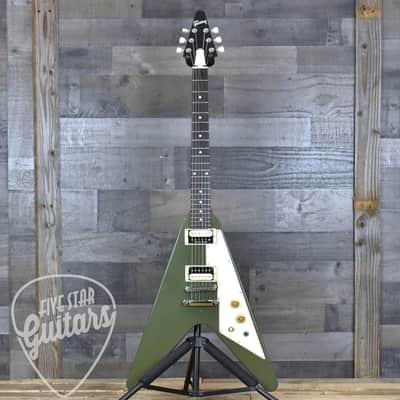 Pre-Owned Gibson Flying V Tribute - Satin Olive Drab with Hardshell Case image 3