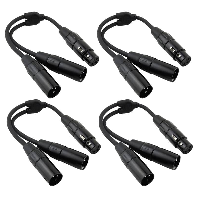 4 Pack Pig Hog Solutions PY-XF2XM - 6" Y Splitter Cable, XLR(F)-DUAL XLR(M) - New image 1