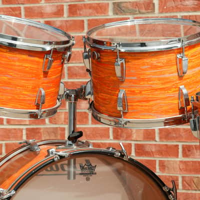 Vintage 70's Ludwig Mod Orange Hollywood Kit, 3ply Shells, B/O Badge image 15